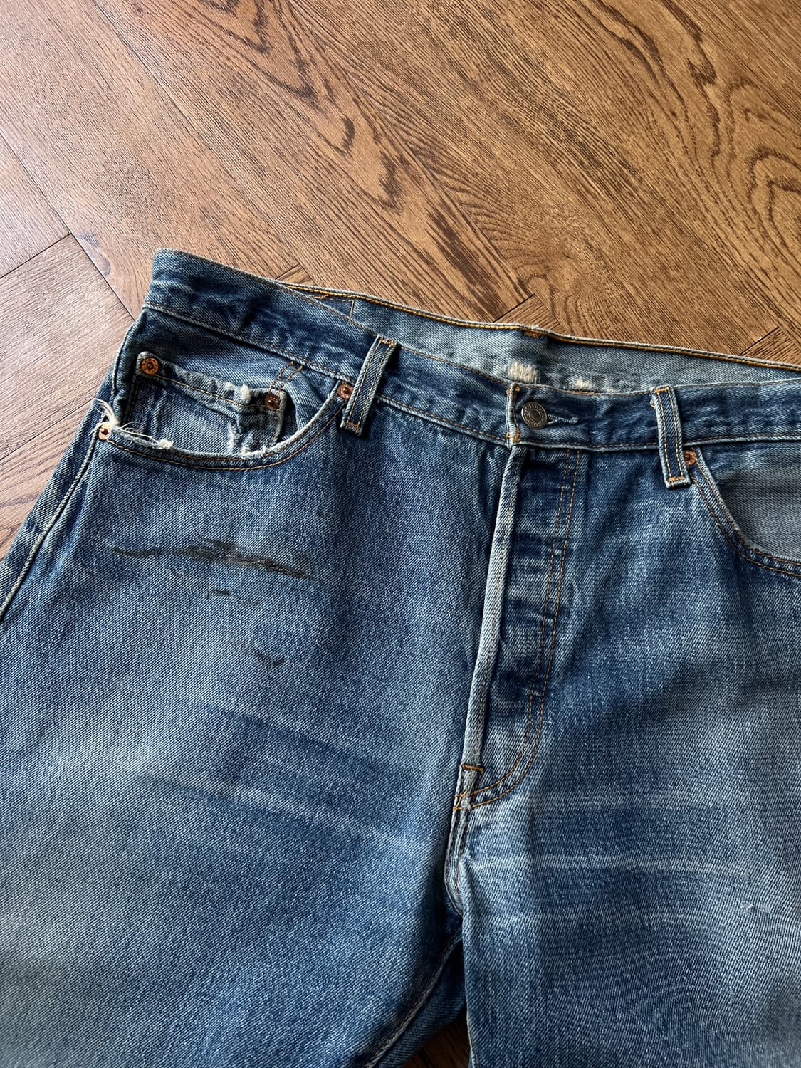 [36]00's 리바이스 USA 501 빈티지 페이딩 스트레이트 데님팬츠 상품이미지3