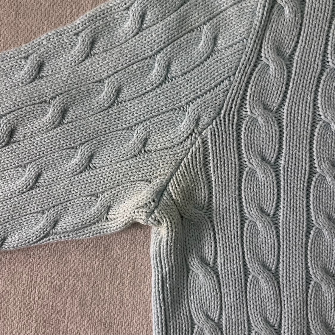 W 95 폴로랄프로렌 스카이블루 꽈배기 니트 상품이미지5