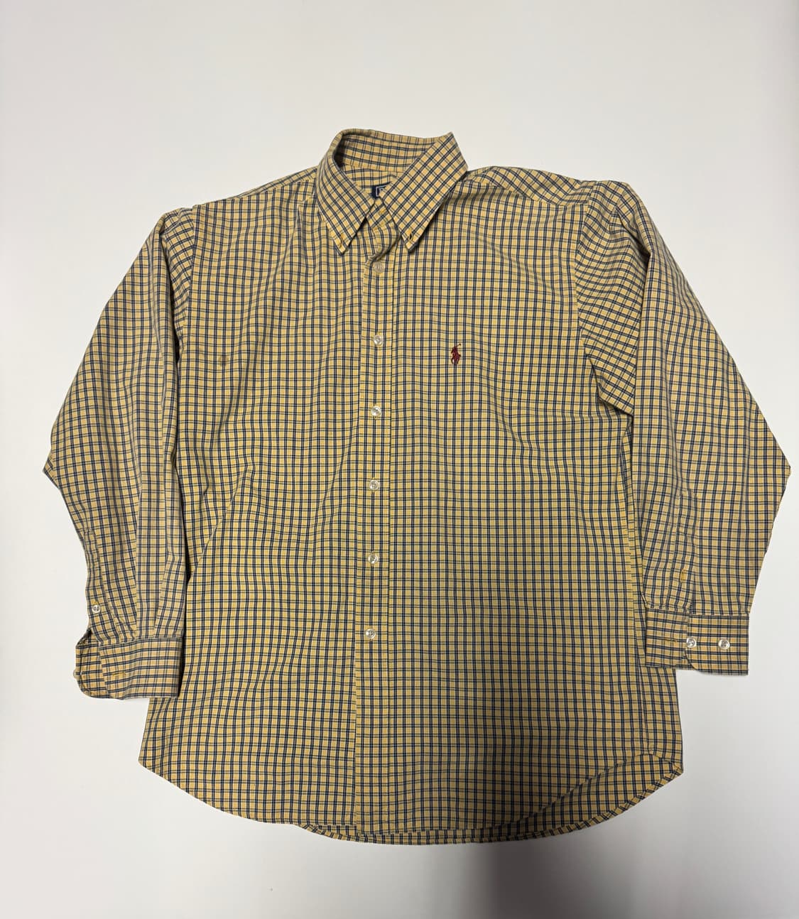 폴로 랄프로렌 귀여운 옐로우 체크 셔츠 M 상품이미지1