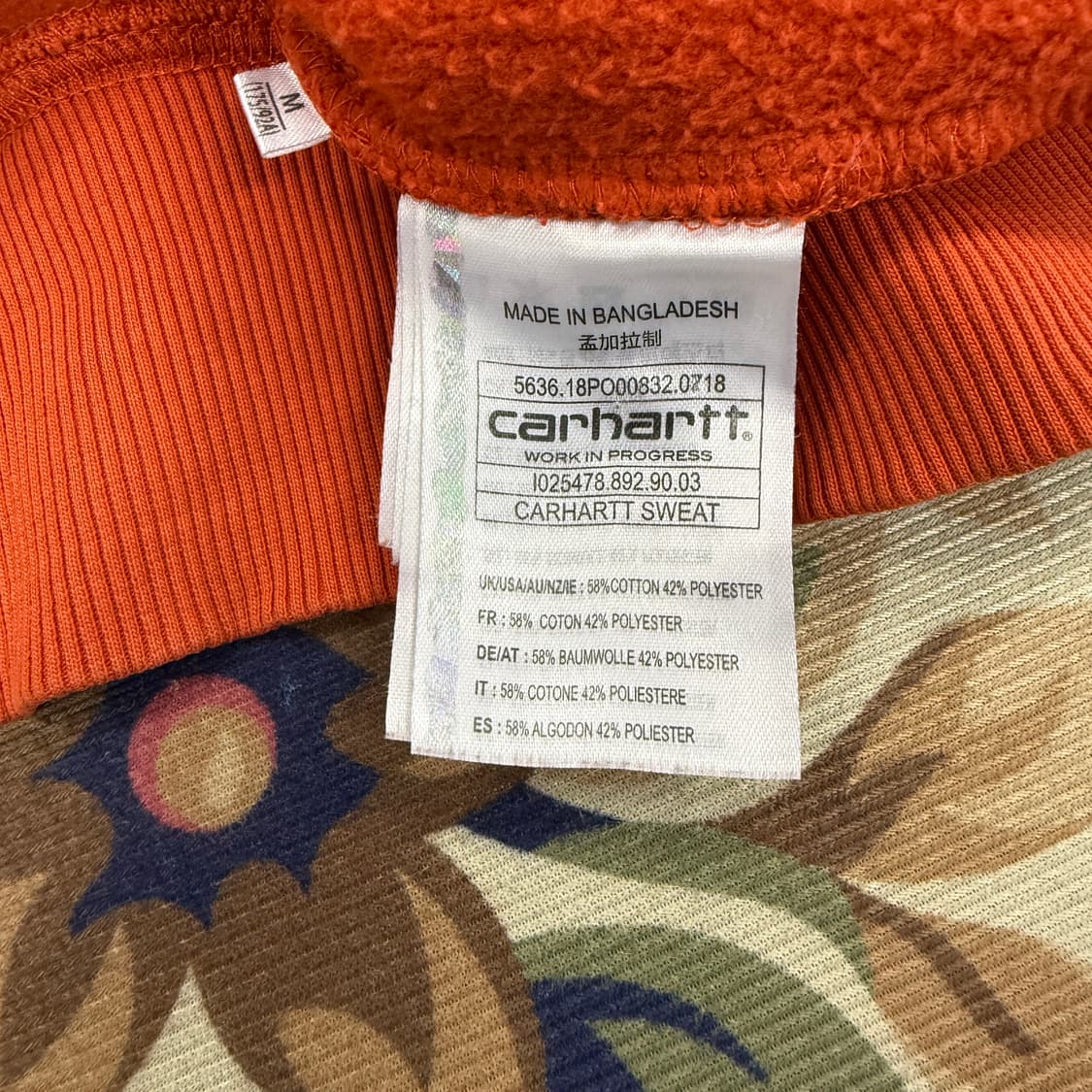 (M)칼하트 윕 Carhartt wip 스펠 아웃 맨투맨(주황색) 상품이미지3