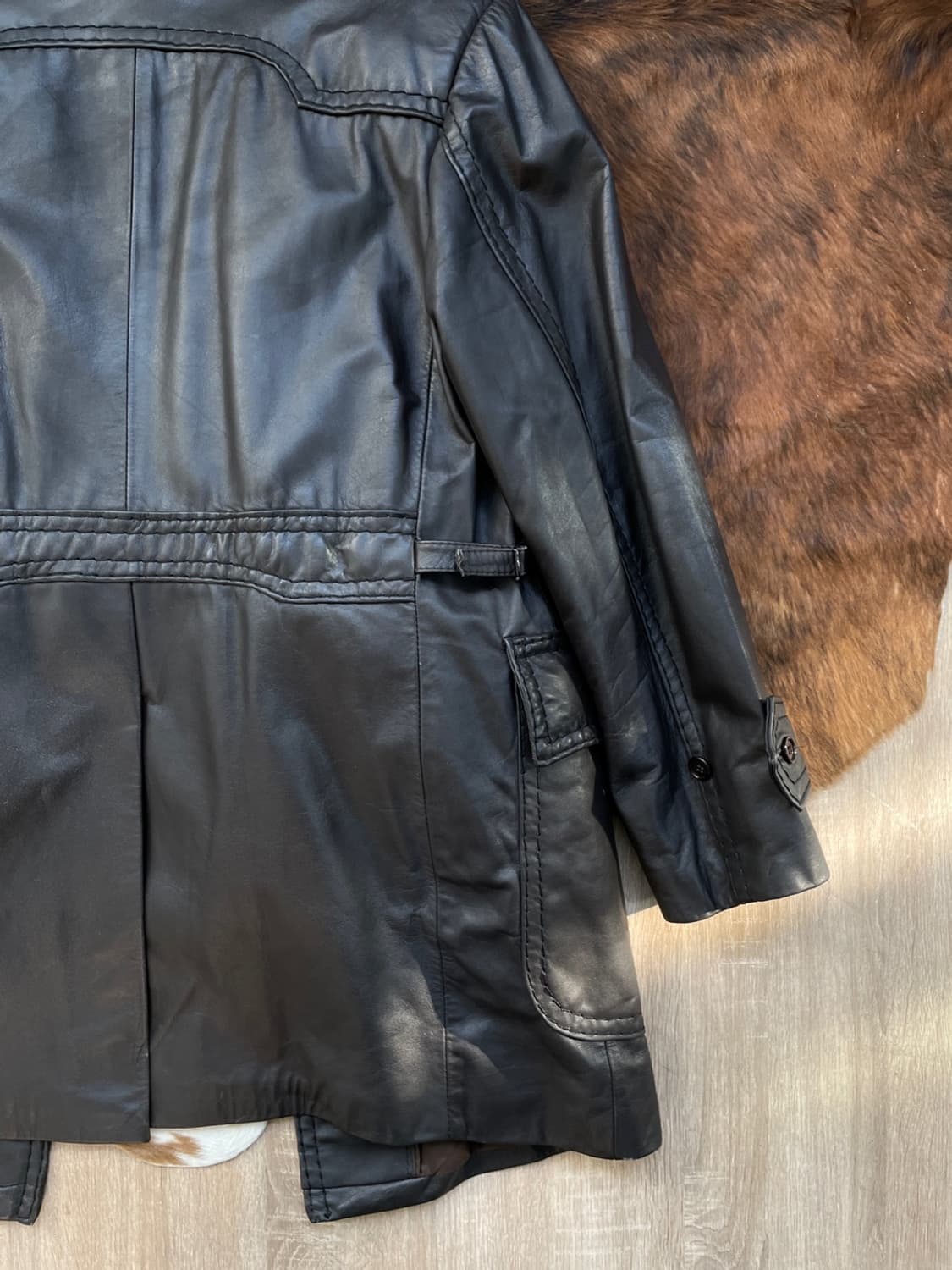 빈티지 더블 레더 코트 상품이미지8