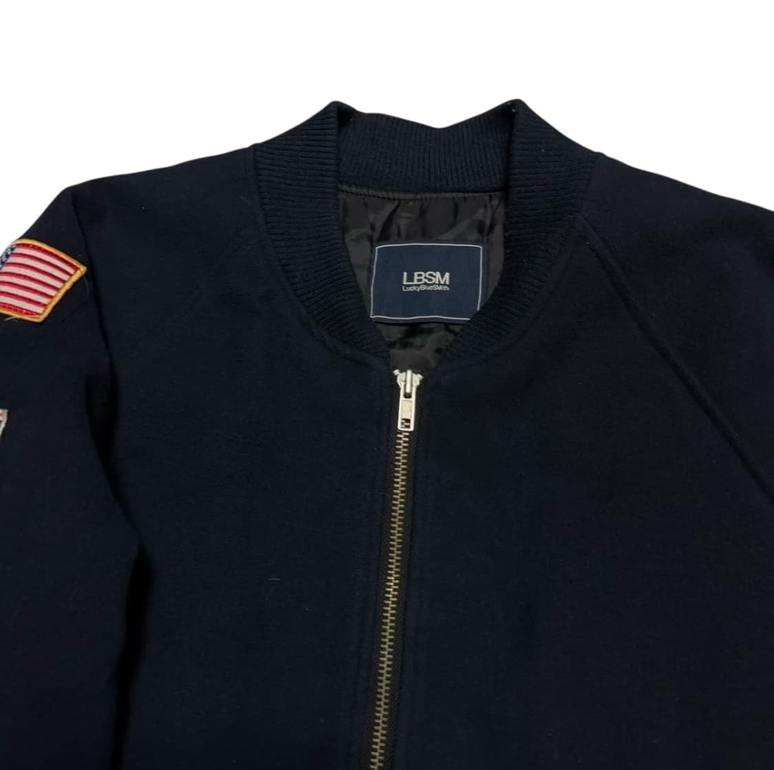 LBSM 국기 패치 블랙 바시티 자켓 상품이미지2