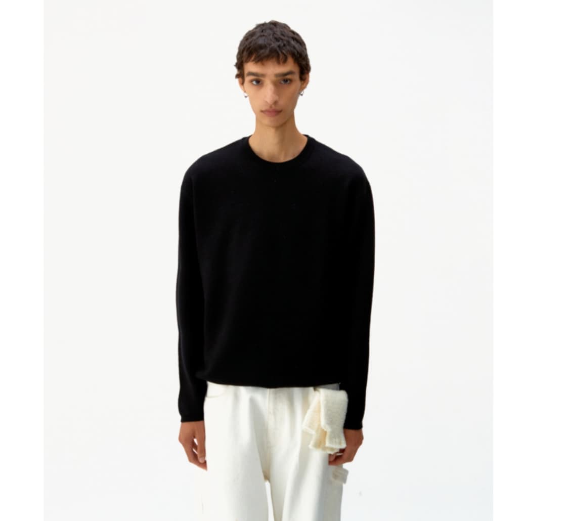 쿠어 탑필 울 라운드니트 블랙 L 상품이미지2