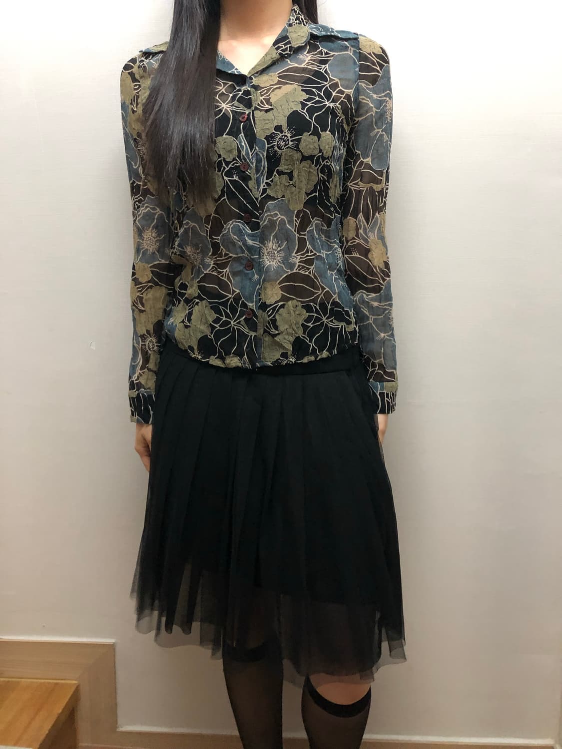 빈티지 오리엔탈 카키 셔츠 상품이미지3