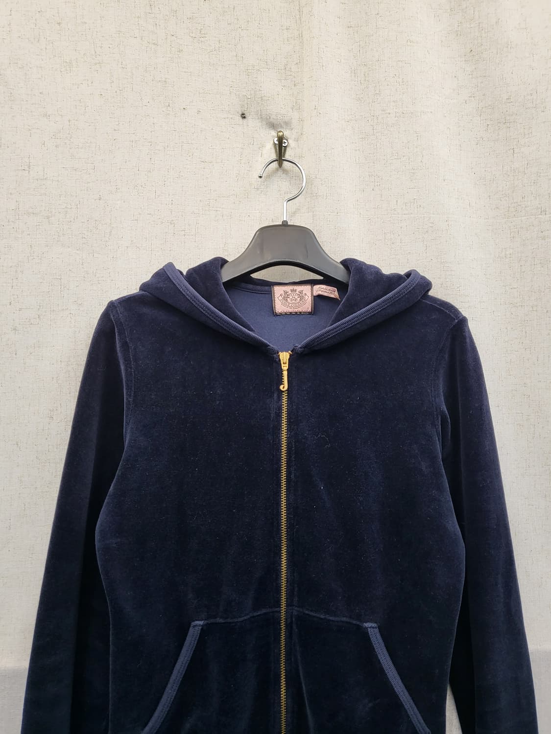 쥬시꾸뛰르 벨벳 후드집업 네이비 상품이미지3
