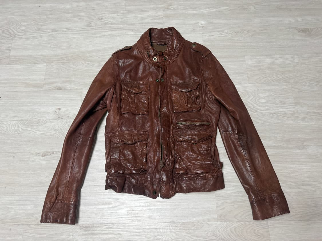 [M] 빈티지 브라운 양가죽 라이더 자켓 상품이미지1