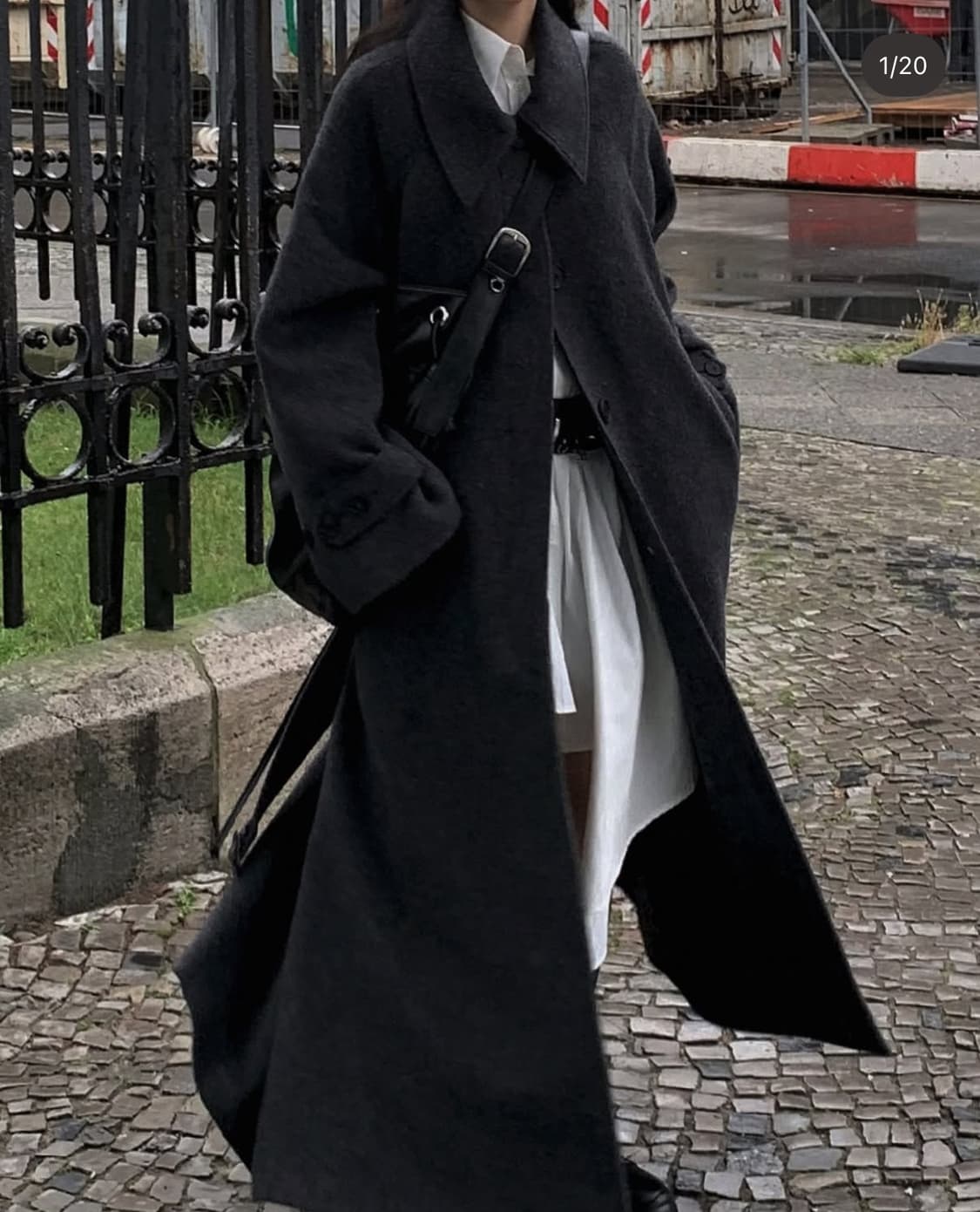 트리밍버드 와이드 롱코트 블랙 상품이미지1