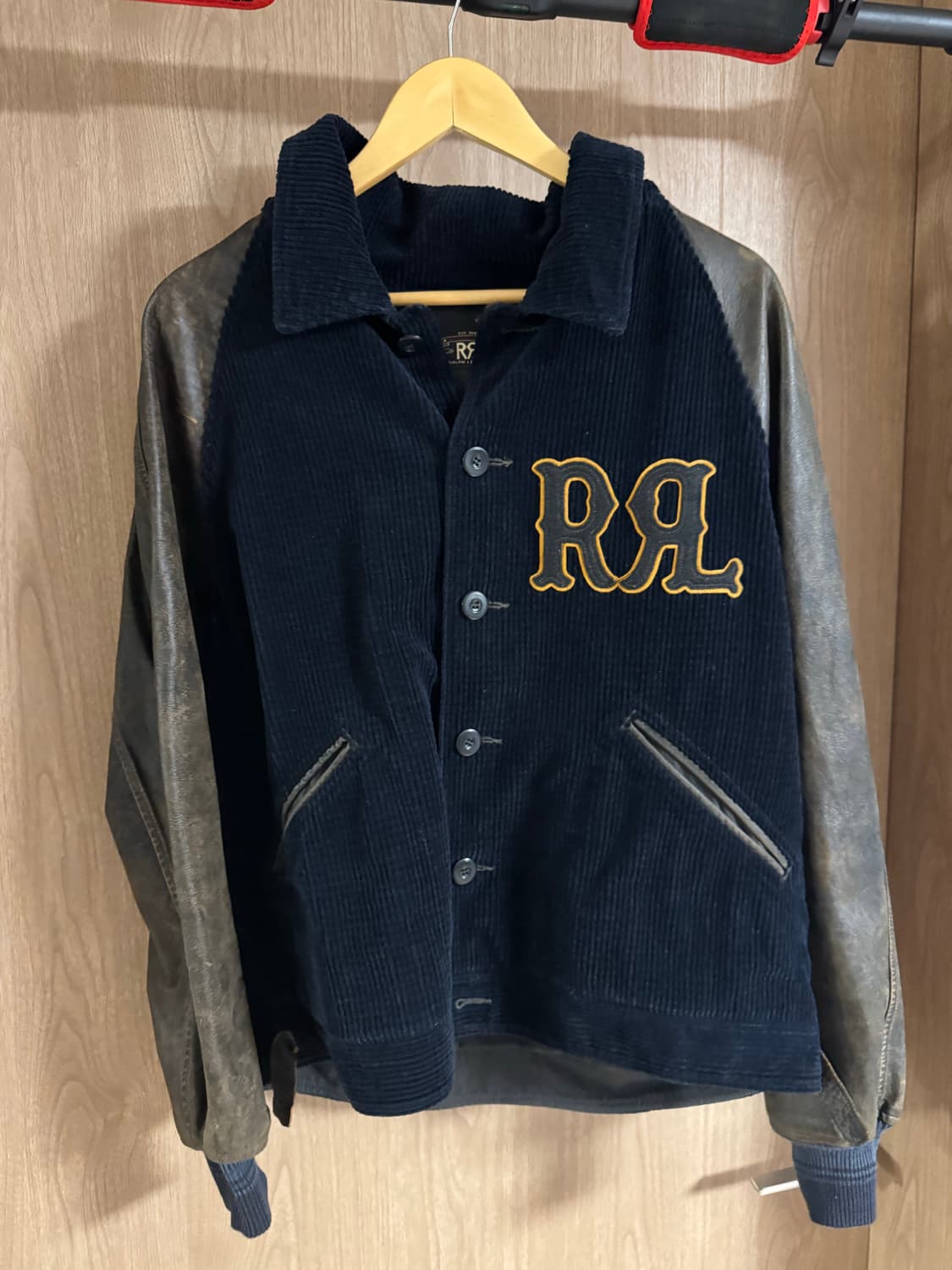 더블알엘(RRL) 아플리케 코듀로이 레더 슬리브 바시티 L사이즈 상품이미지2