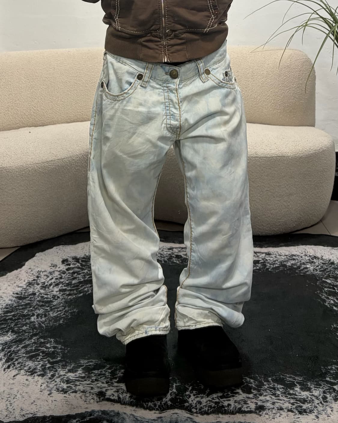 90s TRUERELIGION geno super T 스티치 데님팬츠 상품이미지2