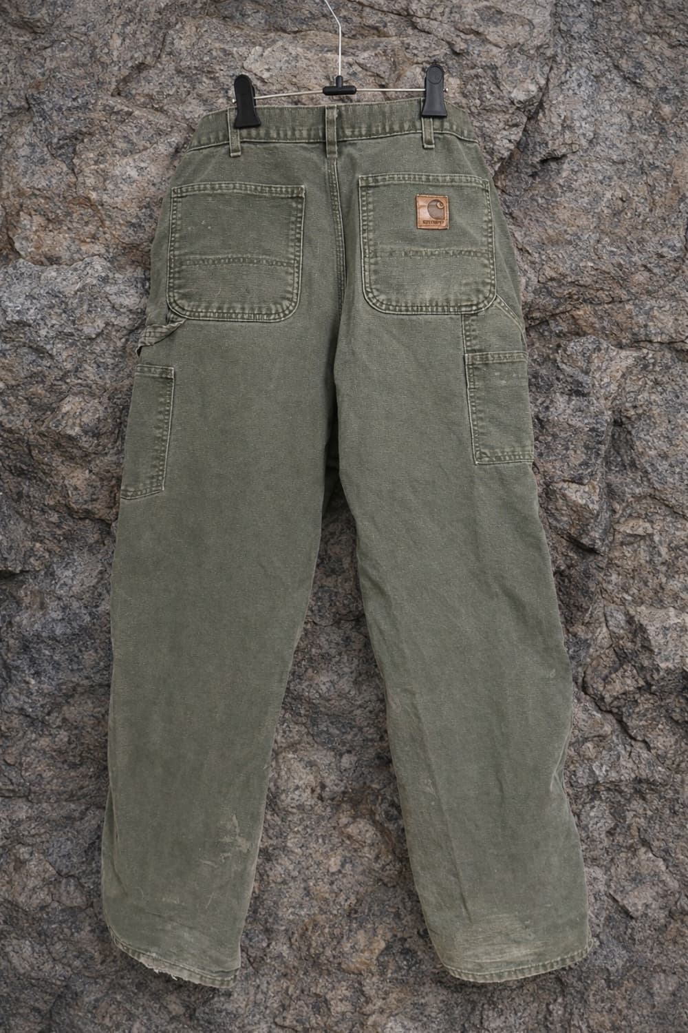 빈티지 칼하트 싱글니 모스그린 페이딩 워크팬츠 상품이미지2