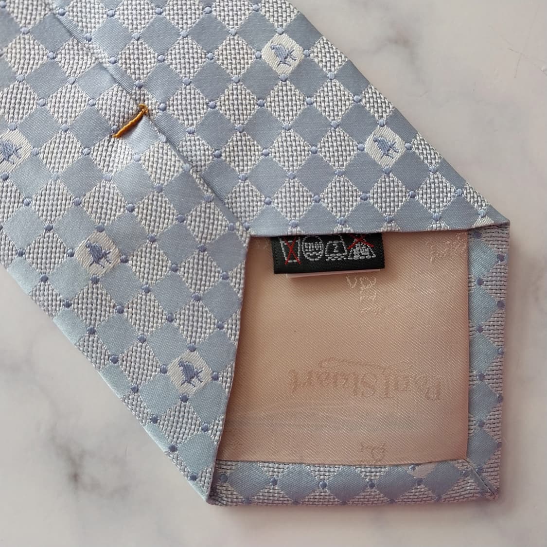 폴 스튜어트 실크 하늘색 로고 자수 넥타이 8.7cm A+등급 K1333 상품이미지10