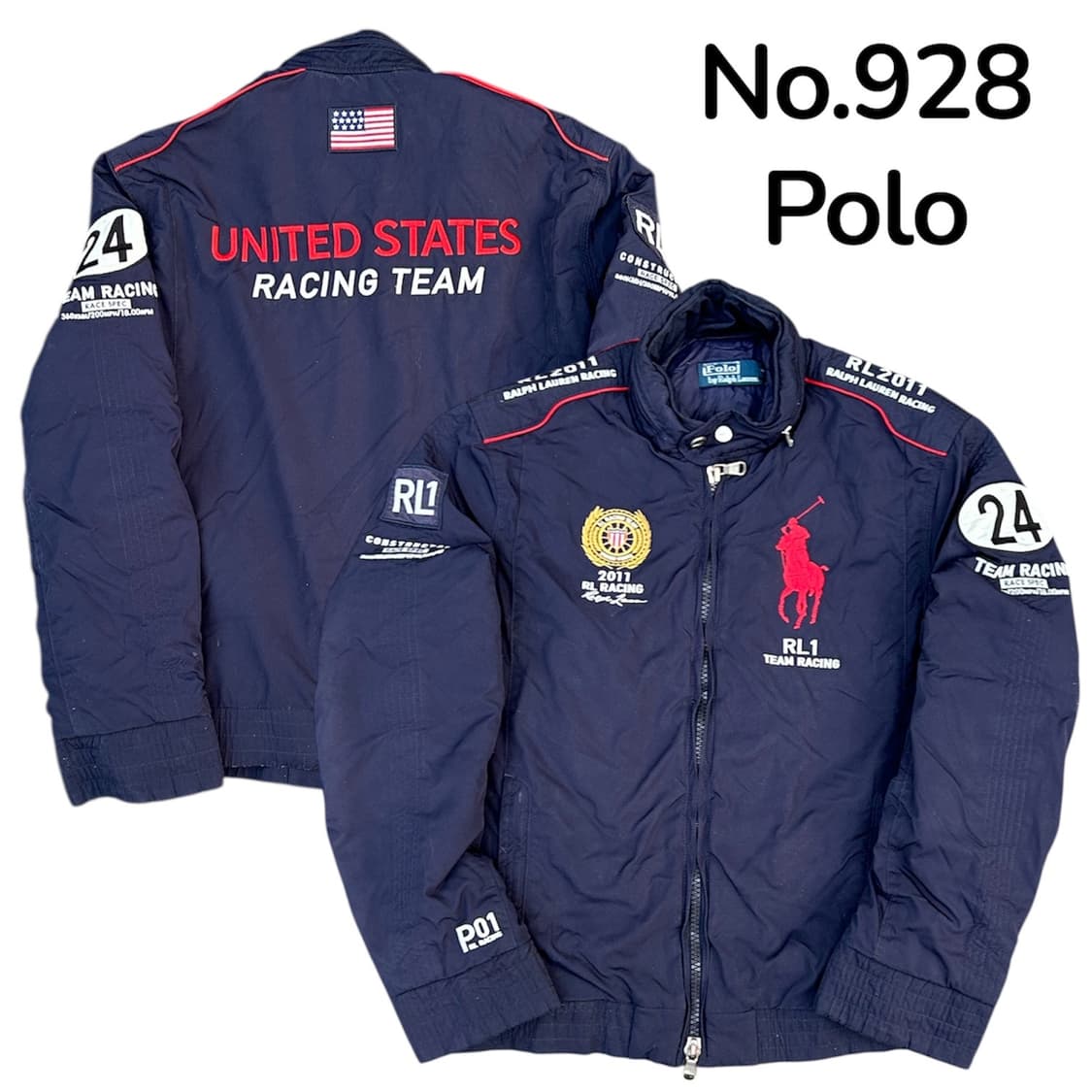 폴로 랄프로렌 빅포니 레이싱 성조기 패치드 레이싱 점퍼 패딩 M 상품이미지1