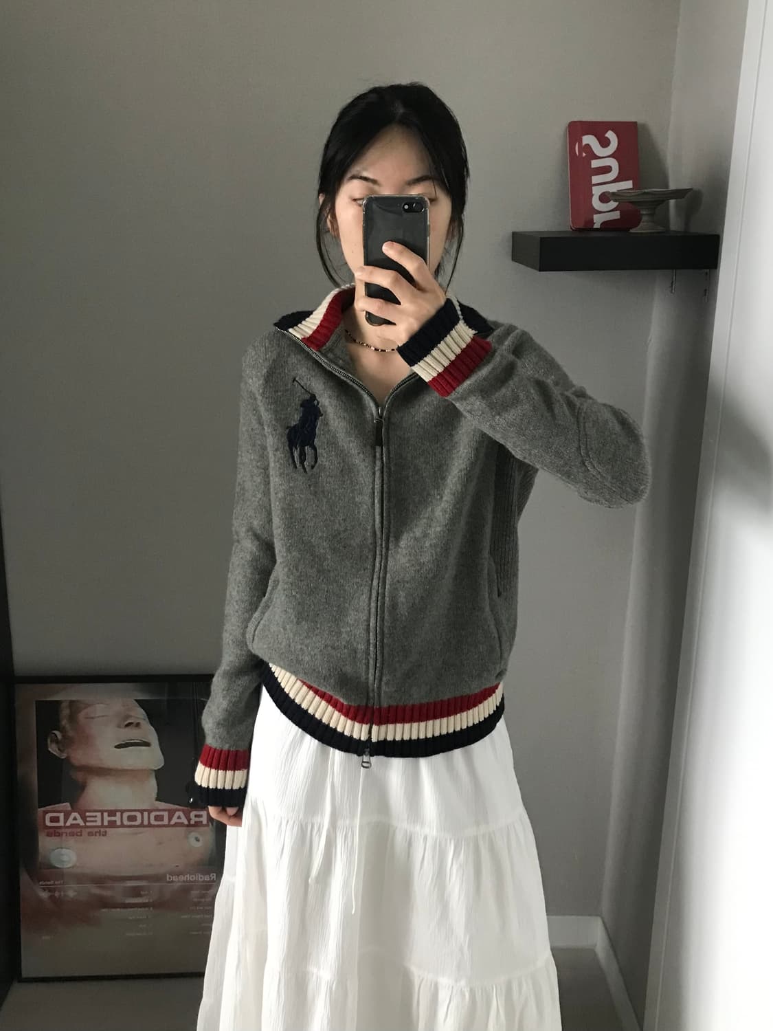 대장급 폴로 랄프로렌 빅 포니 로고 그레이 니트집업  상품이미지1