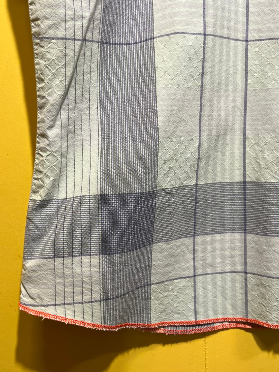 [2XL] 디젤 반팔 체크 셔츠 그레이 블루 파이핑 코튼 디테일 상품이미지5