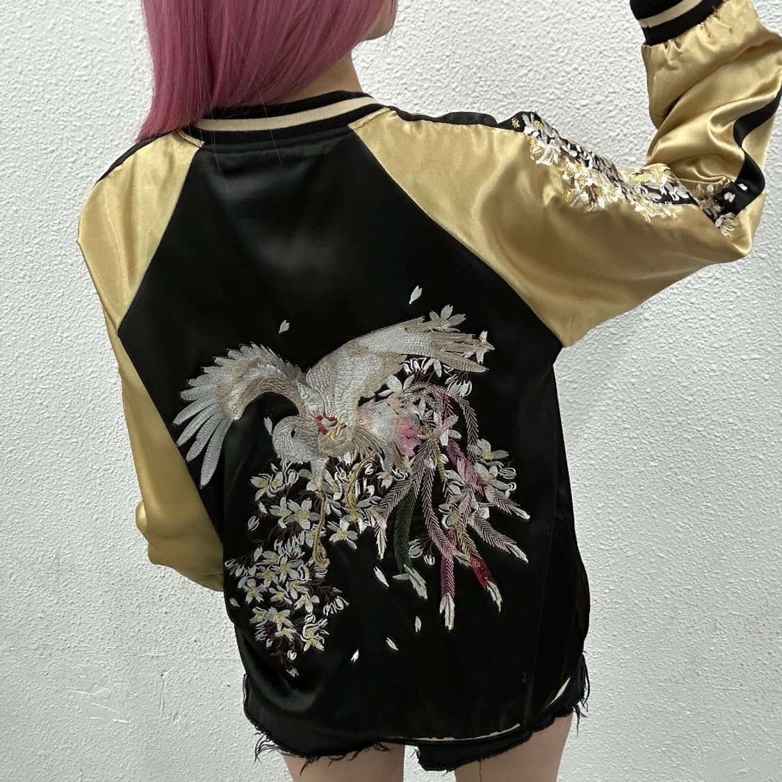 japan 블랙 오리엔탈 자수 스카쟌 상품이미지4