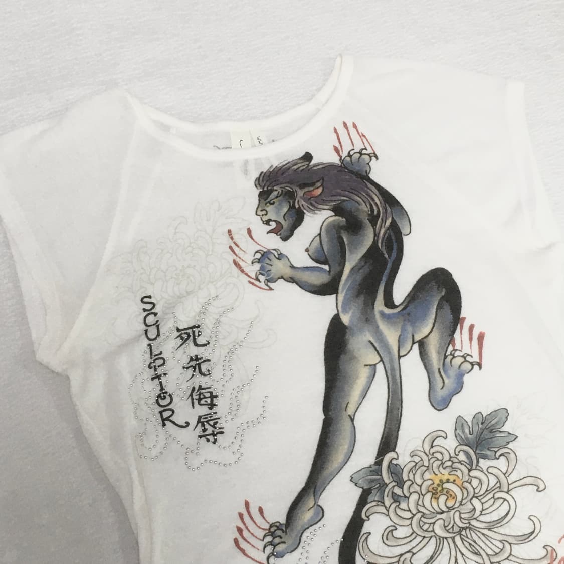 스컬프터 에드하디 Devil Raglan Tee White (L) 상품이미지3