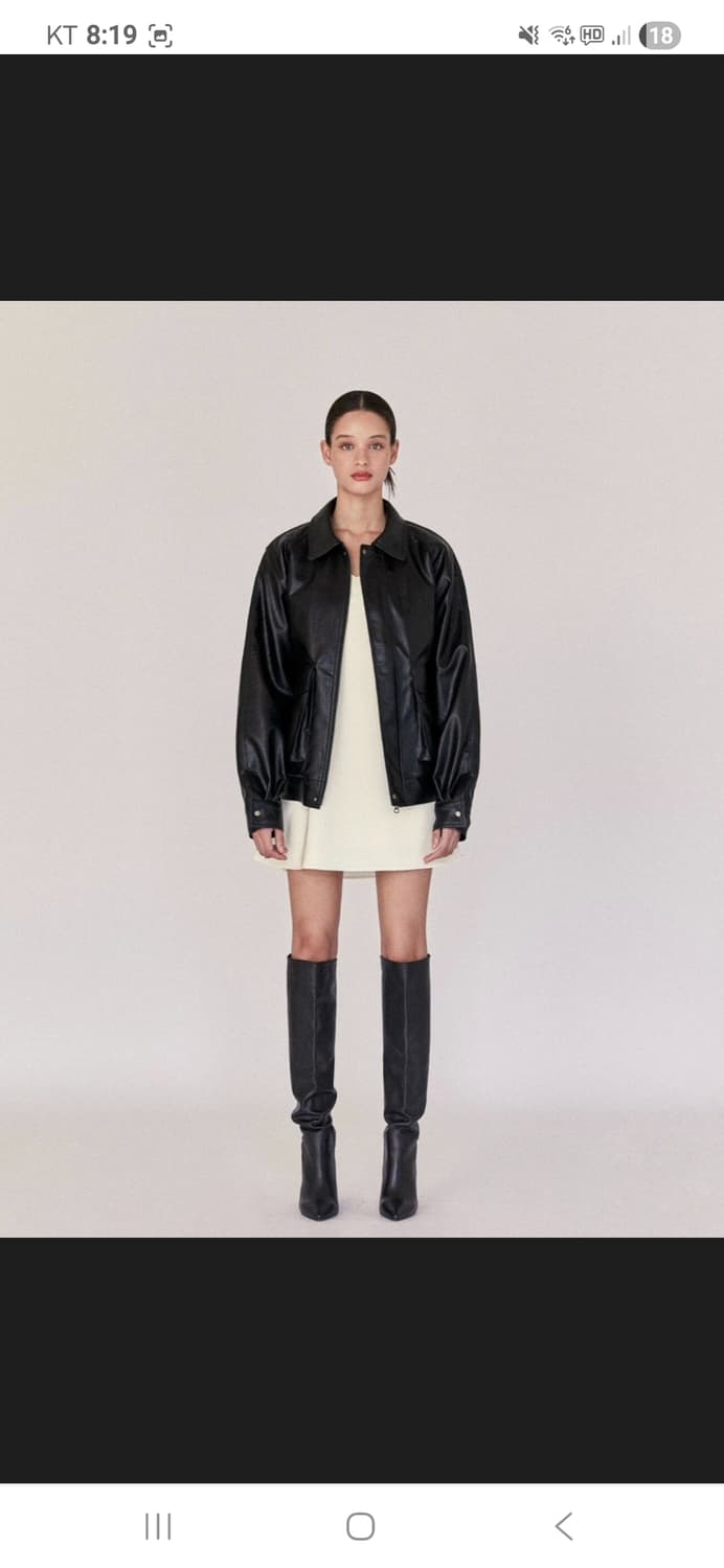 디어리쉬 새틴 미니 드레스 + 가죽 자켓 상품이미지1