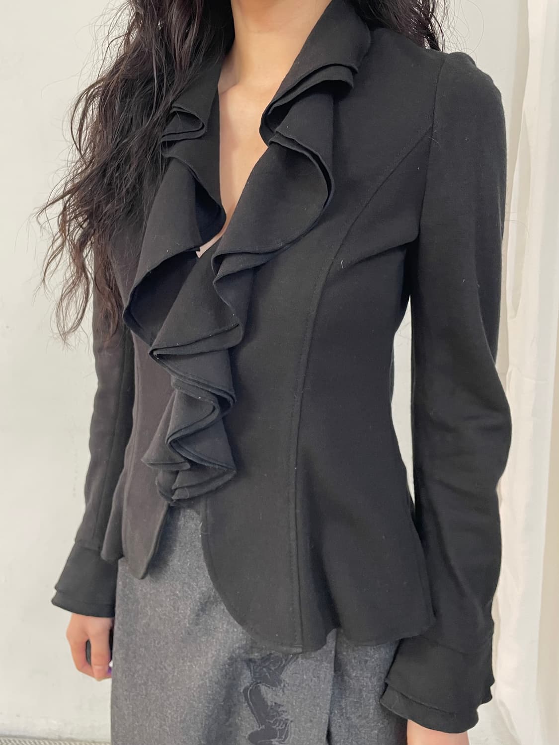 NARACAMIC 프릴 울 셔츠 자켓 상품이미지2