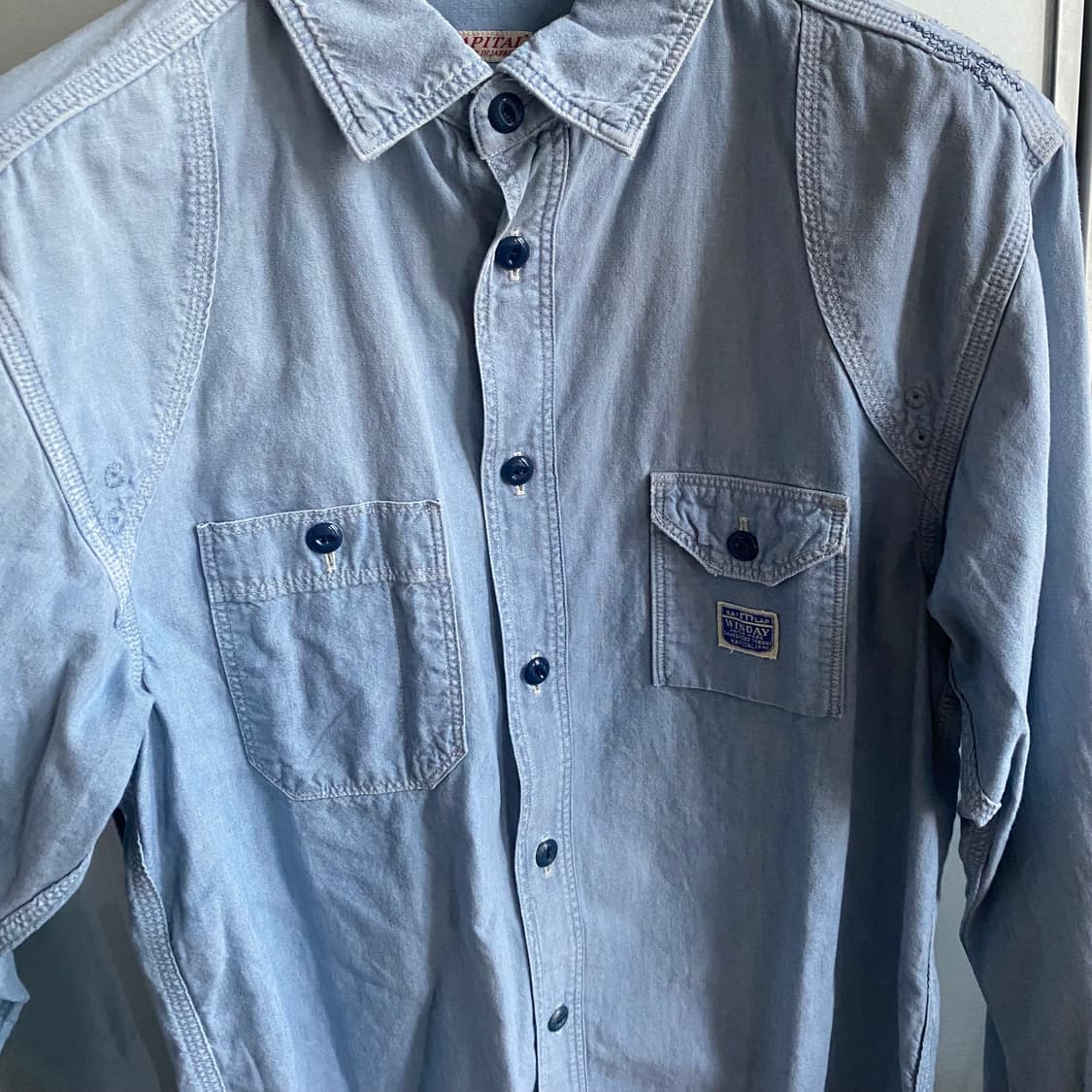 Kapital 캐피탈 샴브레이 데미지드 워크 셔츠 상품이미지8