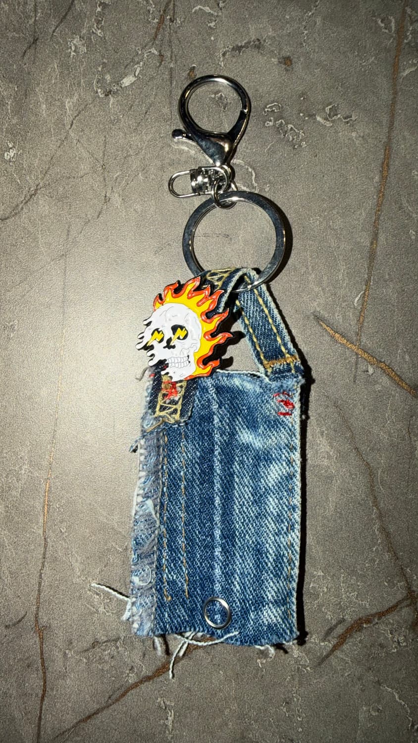 Burning skull Denim key chain 상품이미지1
