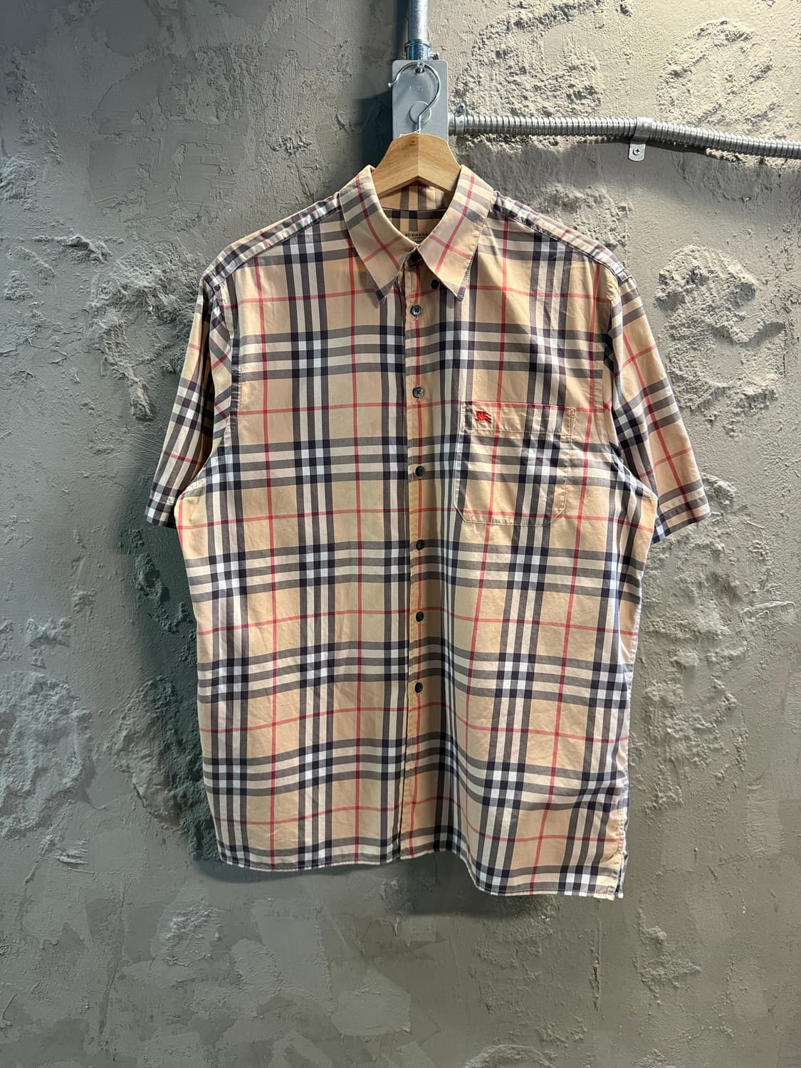 M 버버리 BURBERRY 런던 노바체크 반팔 셔츠 베이지 상품이미지1