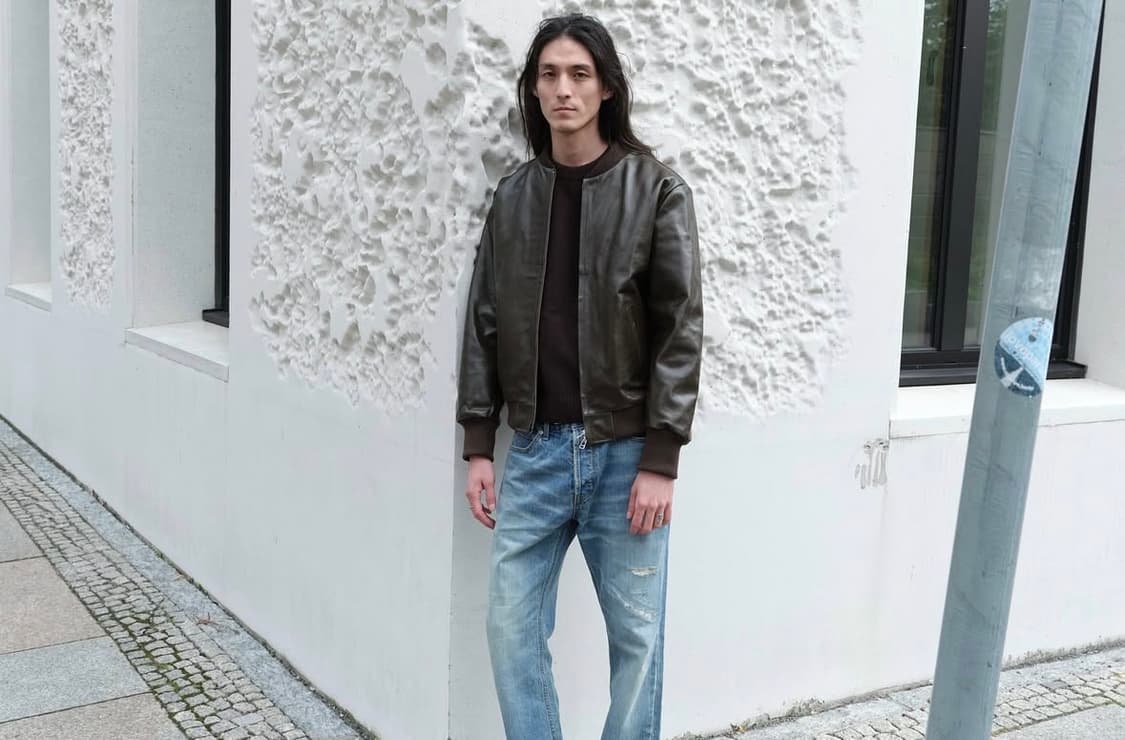 [48]  leather jacket - khaki 상품이미지1