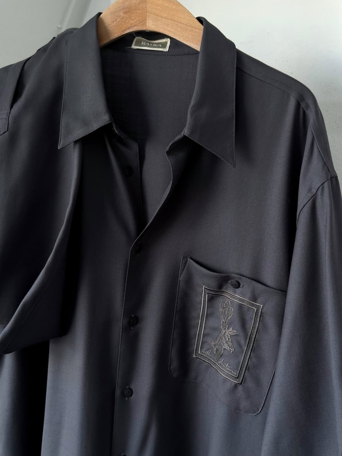 JPN made wool fabric design stitch shirt 상품이미지1