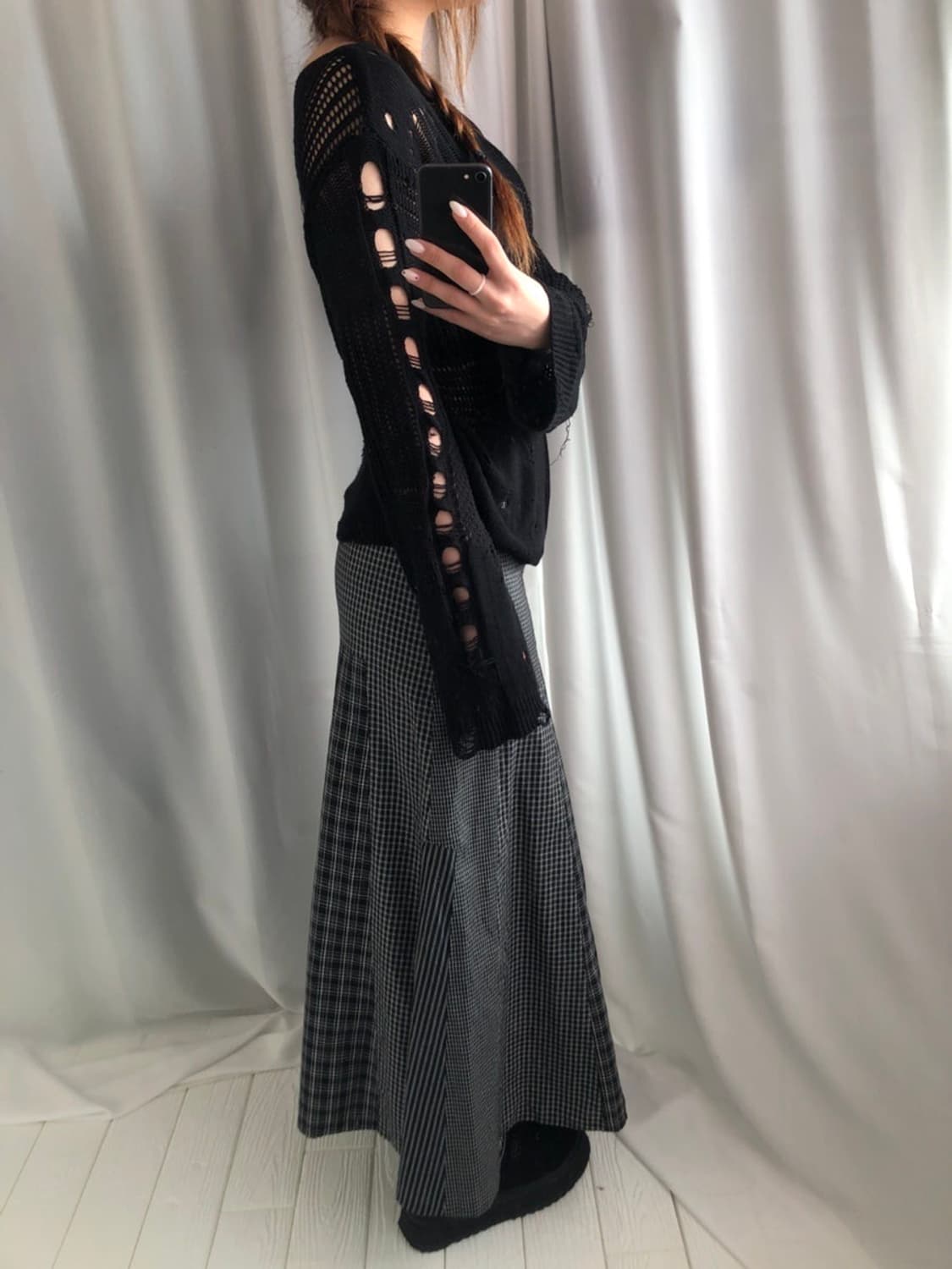 829. lazy check long SK 상품이미지4