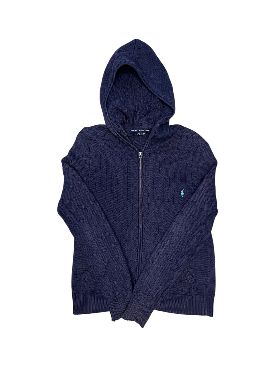 폴로 랄프로렌 네이비 케이블 니트 집업 후드 M 상품이미지1
