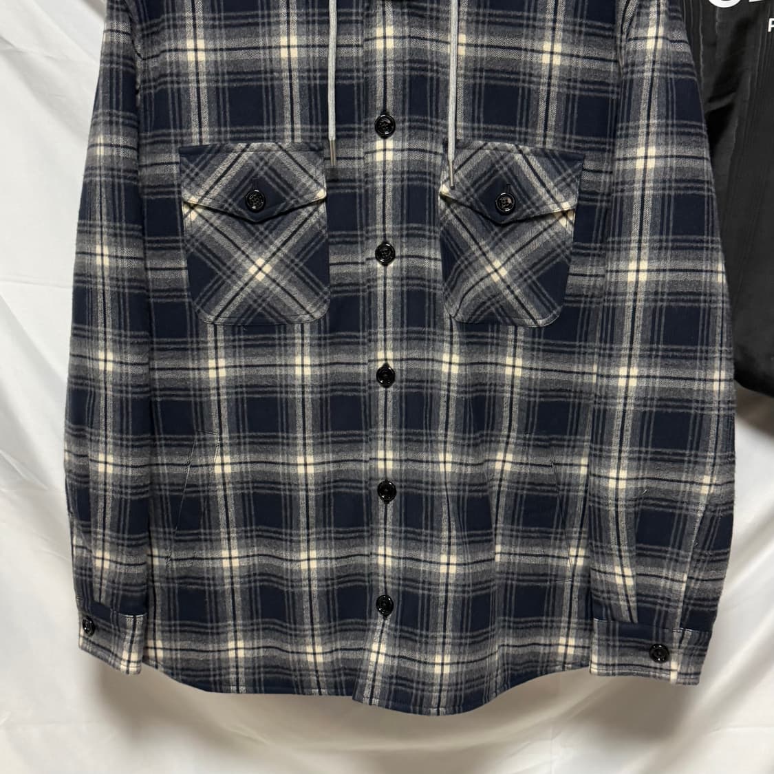 [S+급/오버핏44] 셀린느 체크 코튼 후드 오버셔츠 자켓 상품이미지5