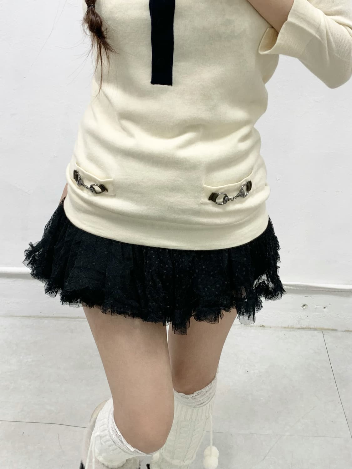 [ESTNATION] 로걀 아이보리 버클 니트 상품이미지4