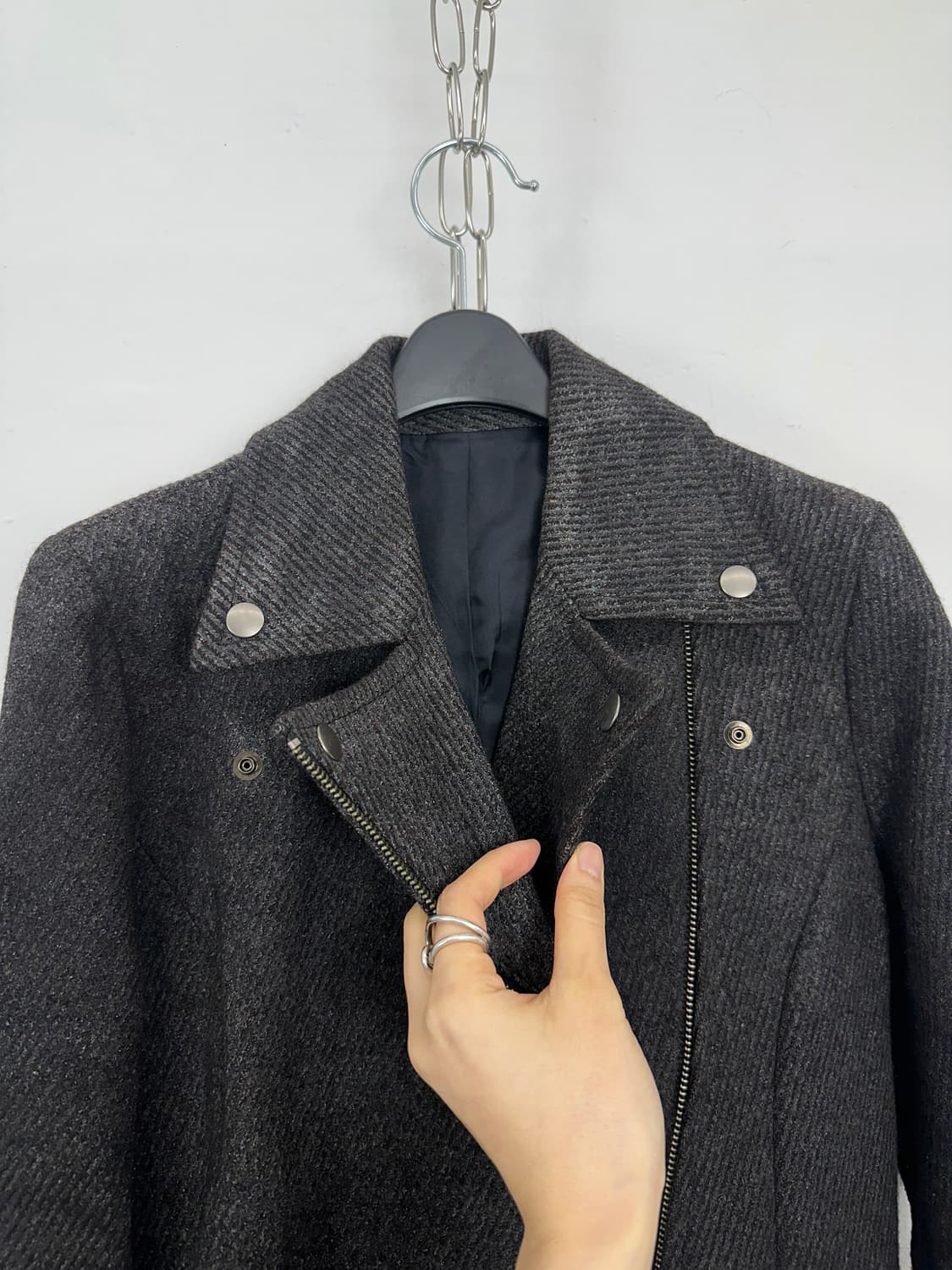 5351 pour les Femmes Asymmetric Zip Wool 상품이미지4