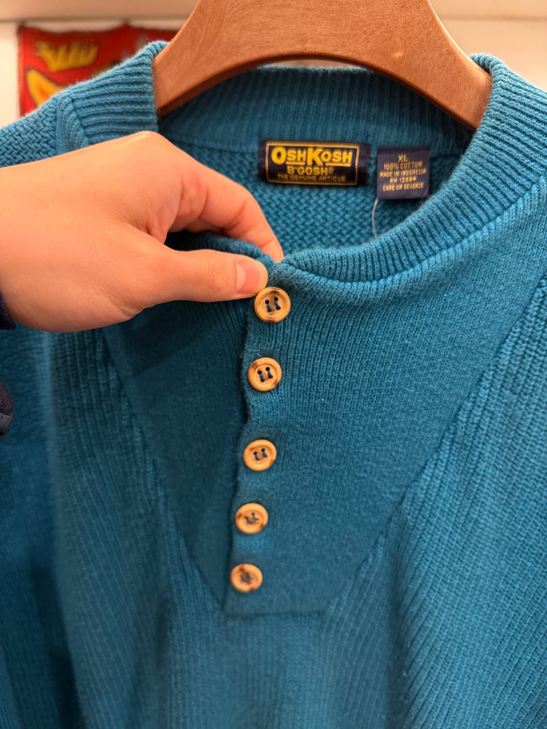 90s Oshkosh 오시코시 5버튼 코만도 헨리넥 니트 스웨터 상품이미지4
