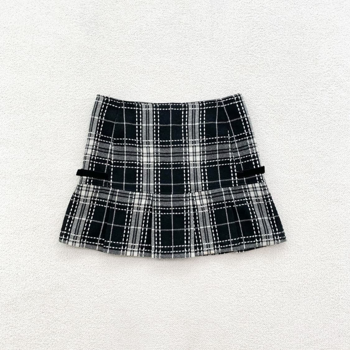 블랙 체크 ♥ 공겜여주깔 모직 미니 스커트 상품이미지1