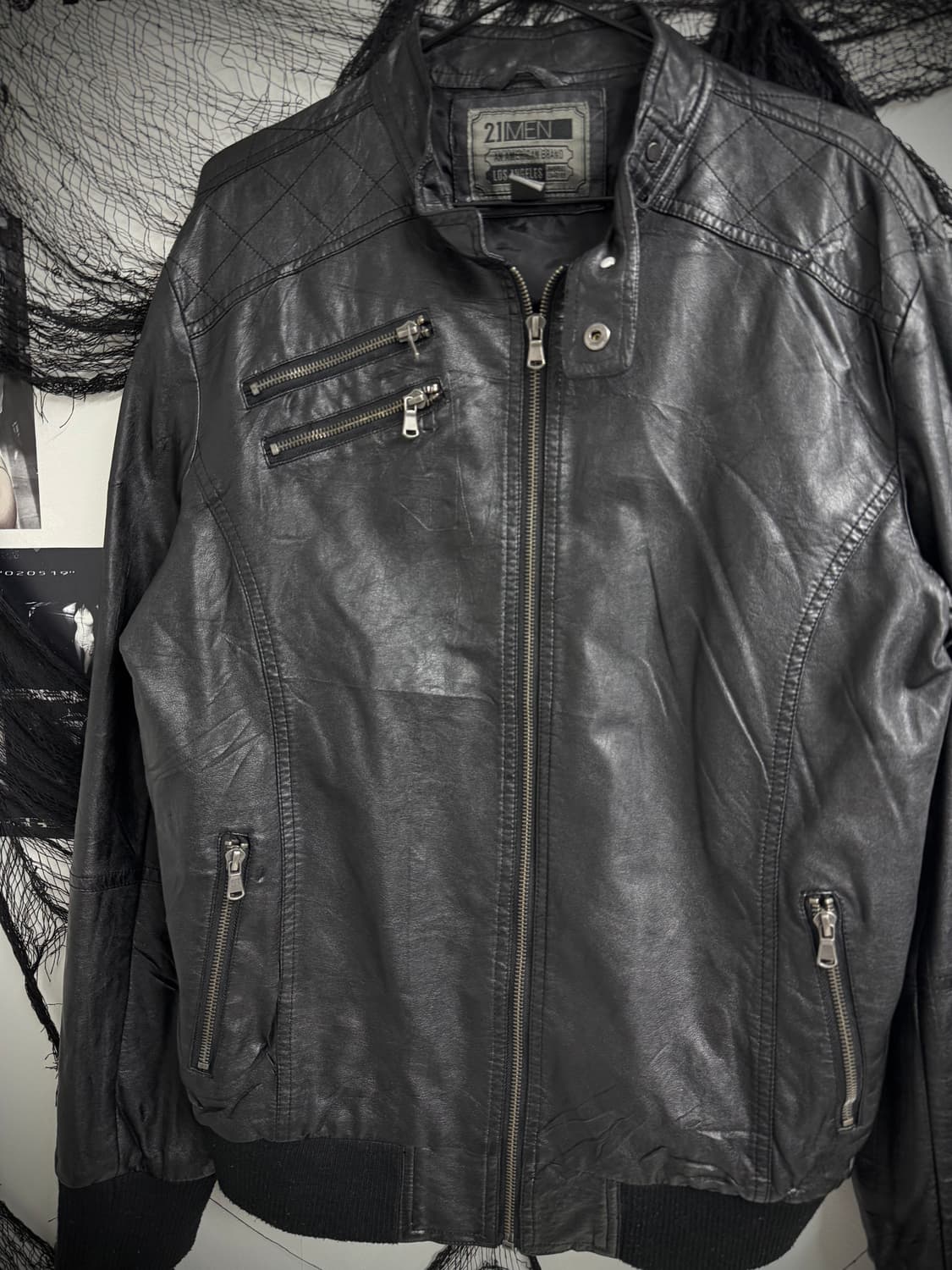 Zipper detailed buckle leather jacket 상품이미지2