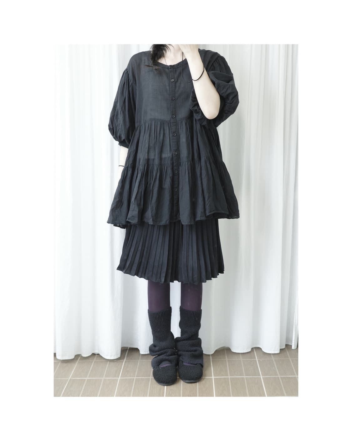 Pleats black skirt 상품이미지4