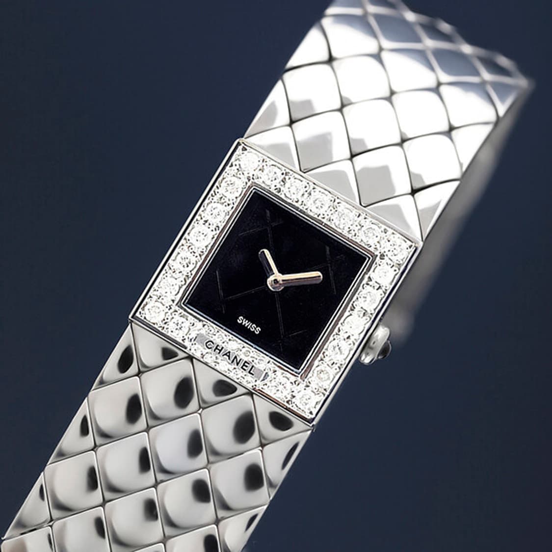 샤넬 블랙 퀼팅 다이얼 최고급 빅다이아 여성 스틸 시계 상품이미지2