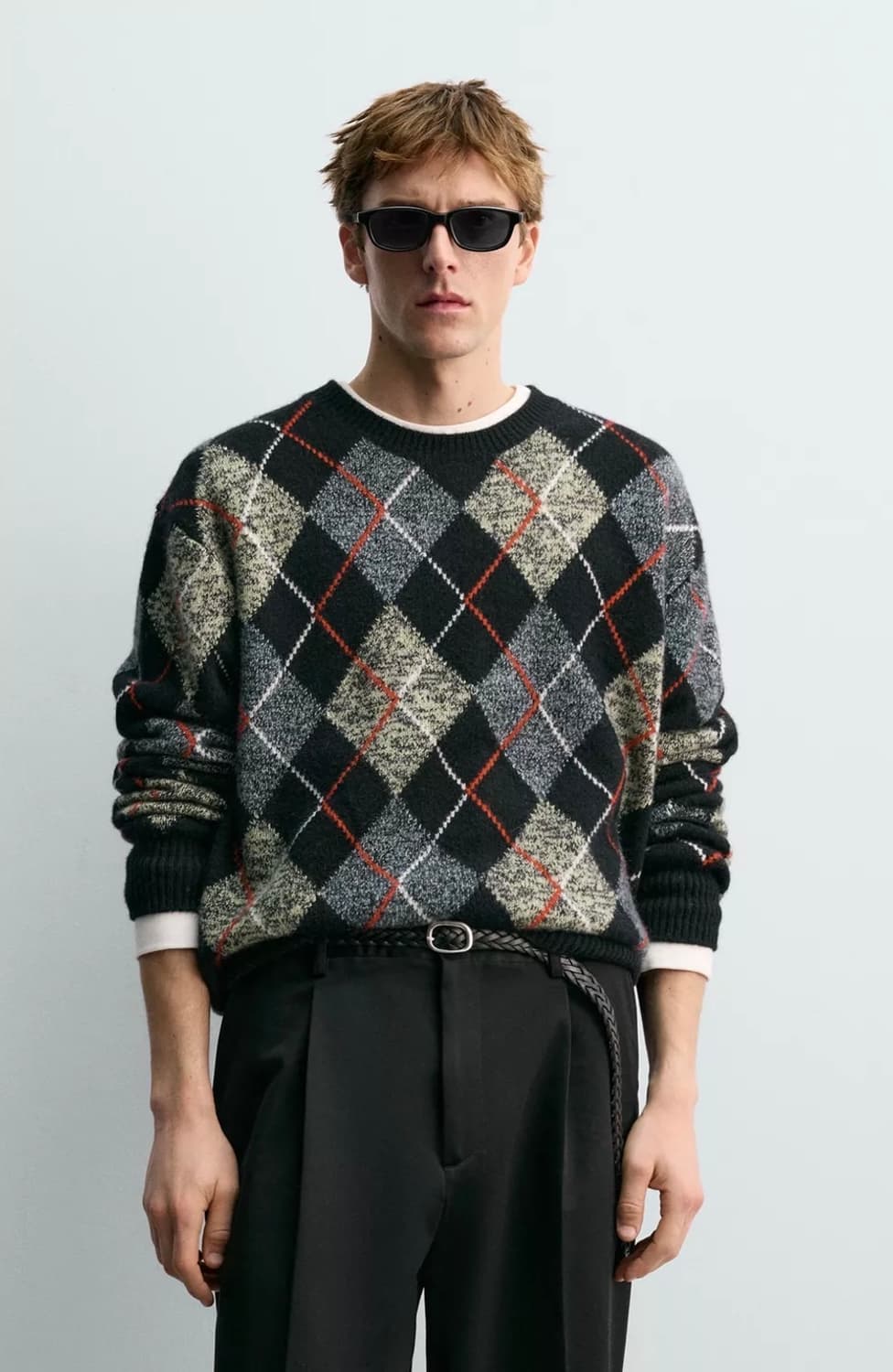 [M] 자라 애런 아론 리바인 캐시미어 아가일 스웨터 니트 상품이미지1