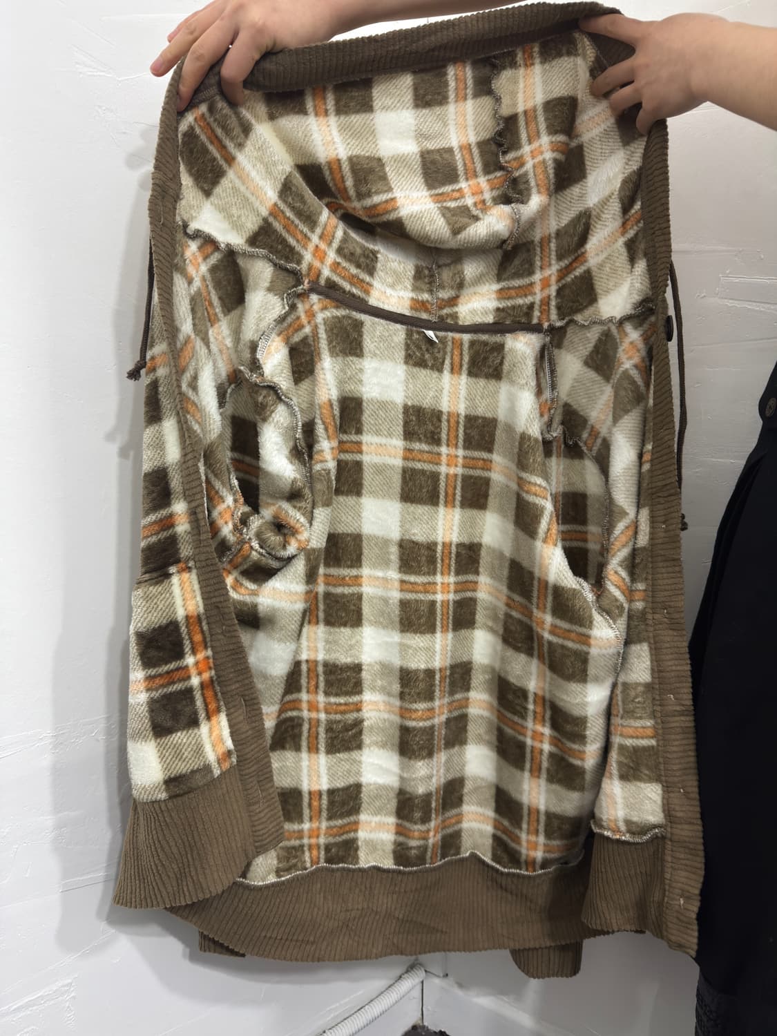 check fleece hood cardigan 상품이미지6