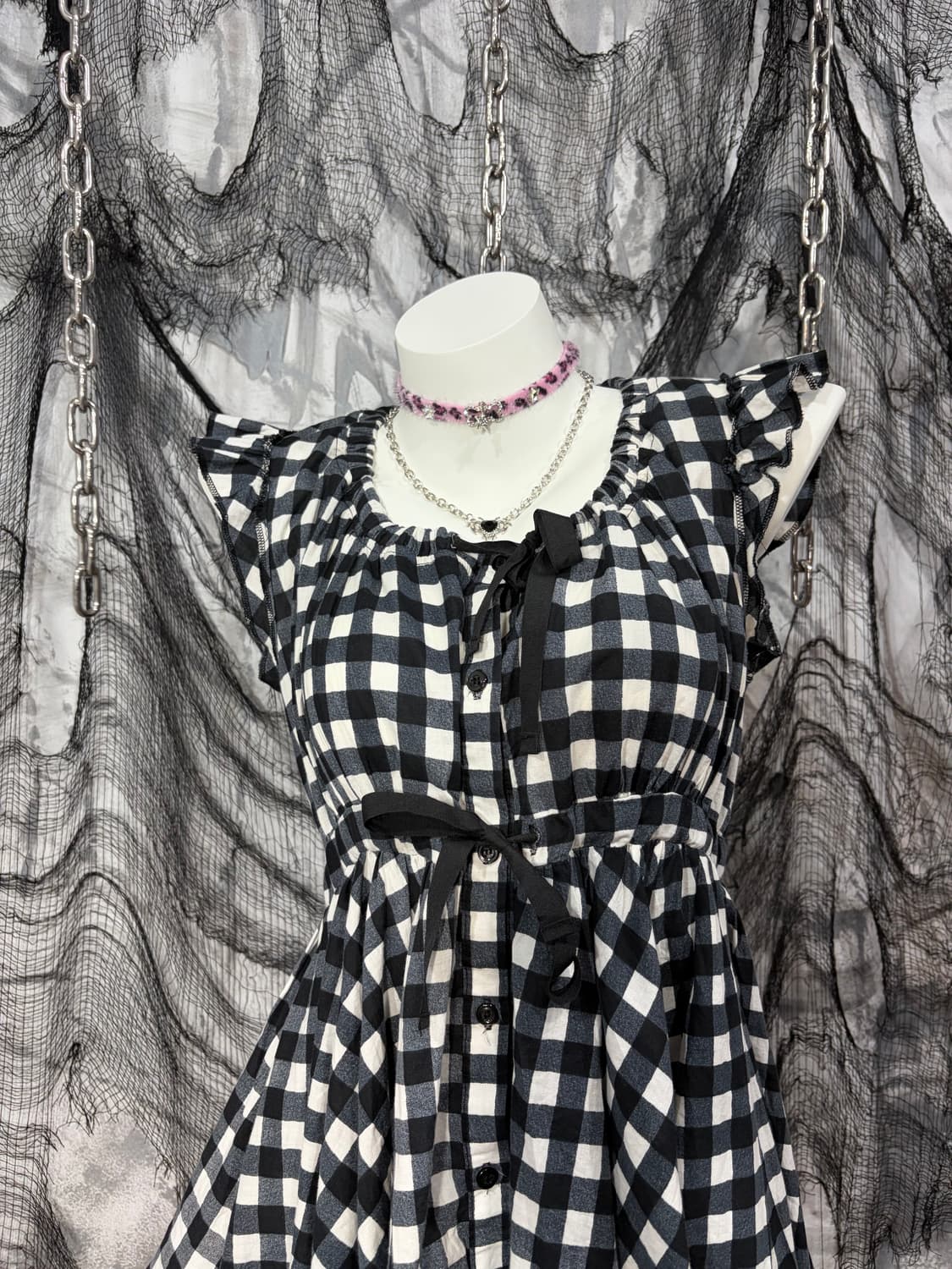 evelyn mori Romantic Gyaru check Blouse 상품이미지5