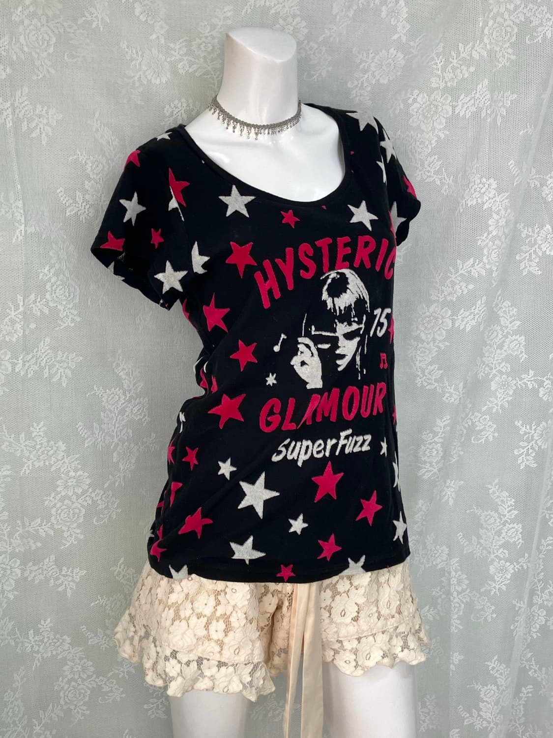 히스테릭 글래머 블랙 스타 반팔 1053 y2k 스트릿 갸루 펑키 일본빈 상품이미지2