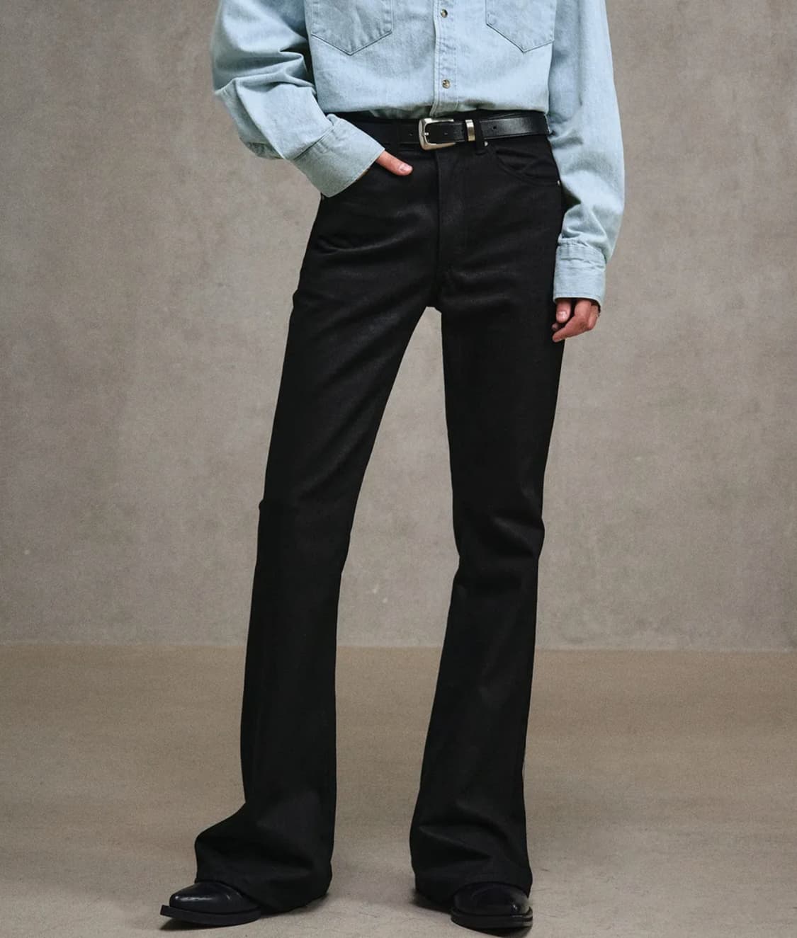 엘무드 잔느 플레어 데님 퓨어블랙 상품이미지1