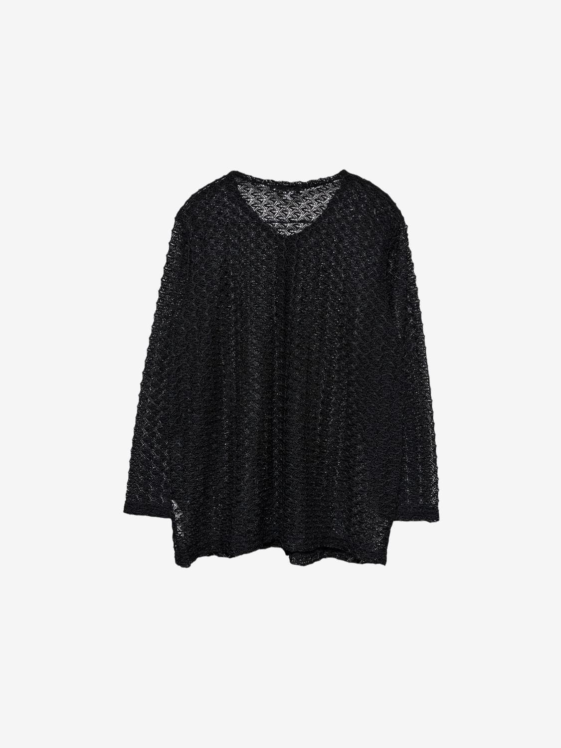 Punching Lace Cardigan – Black 상품이미지7
