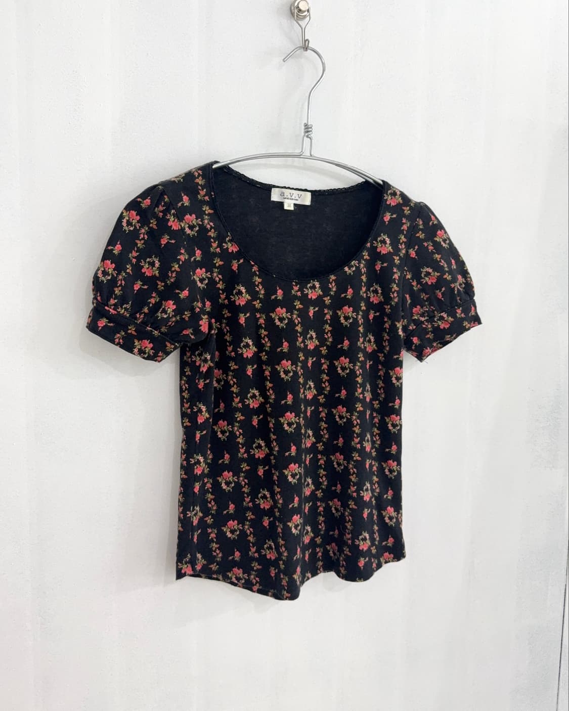 Black Antique Floral Pattern Short Top 상품이미지8