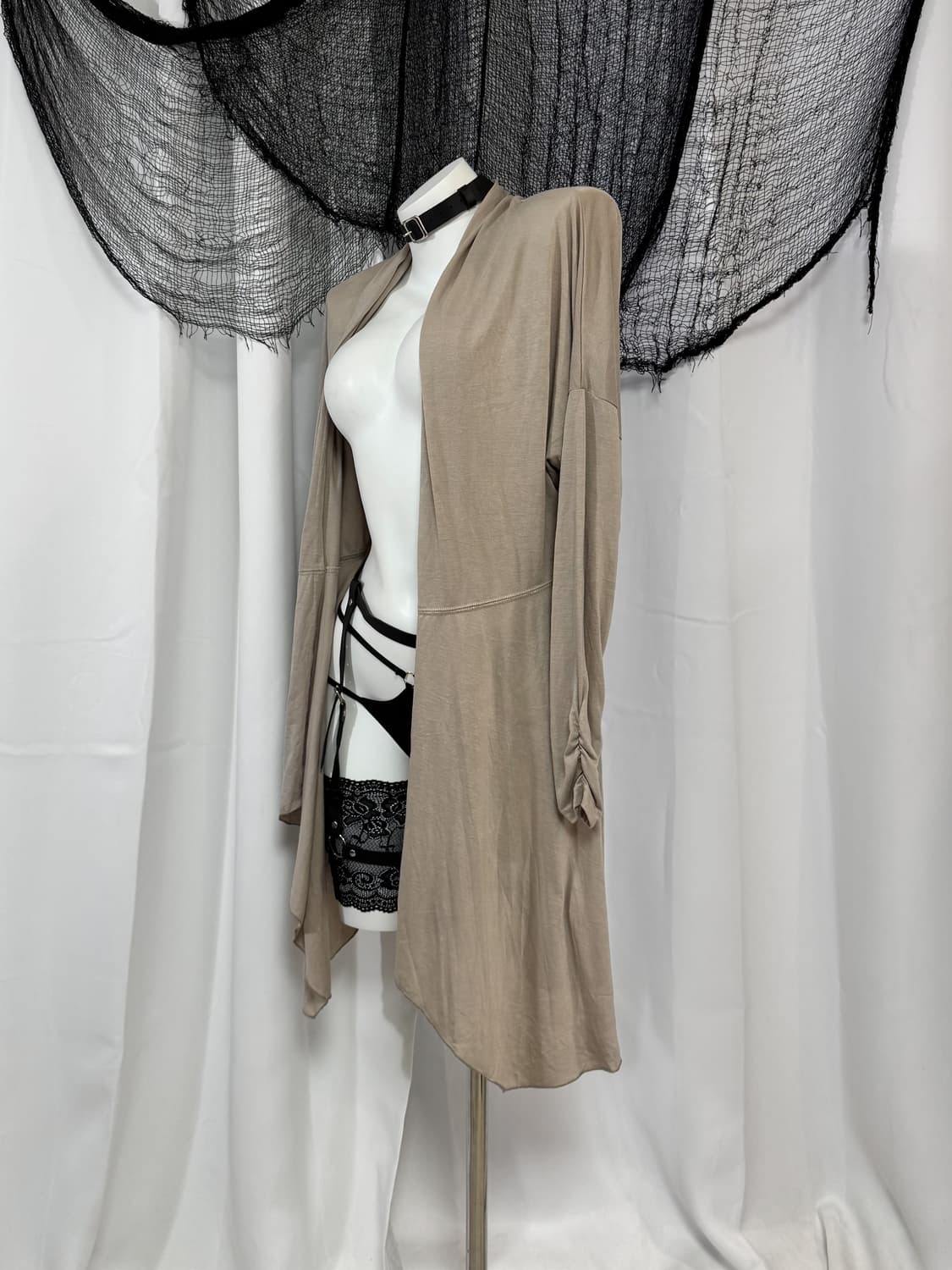 beige shirring long cardigan 상품이미지2