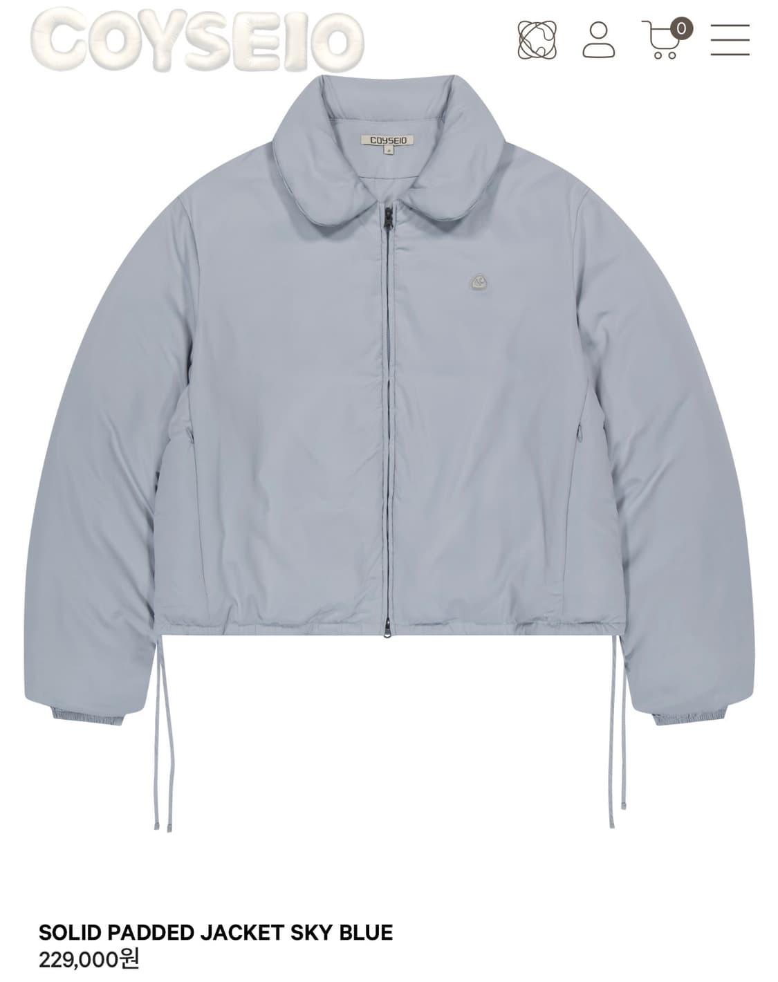 코이세이오 패딩 solid padded jacket sky blue 상품이미지2