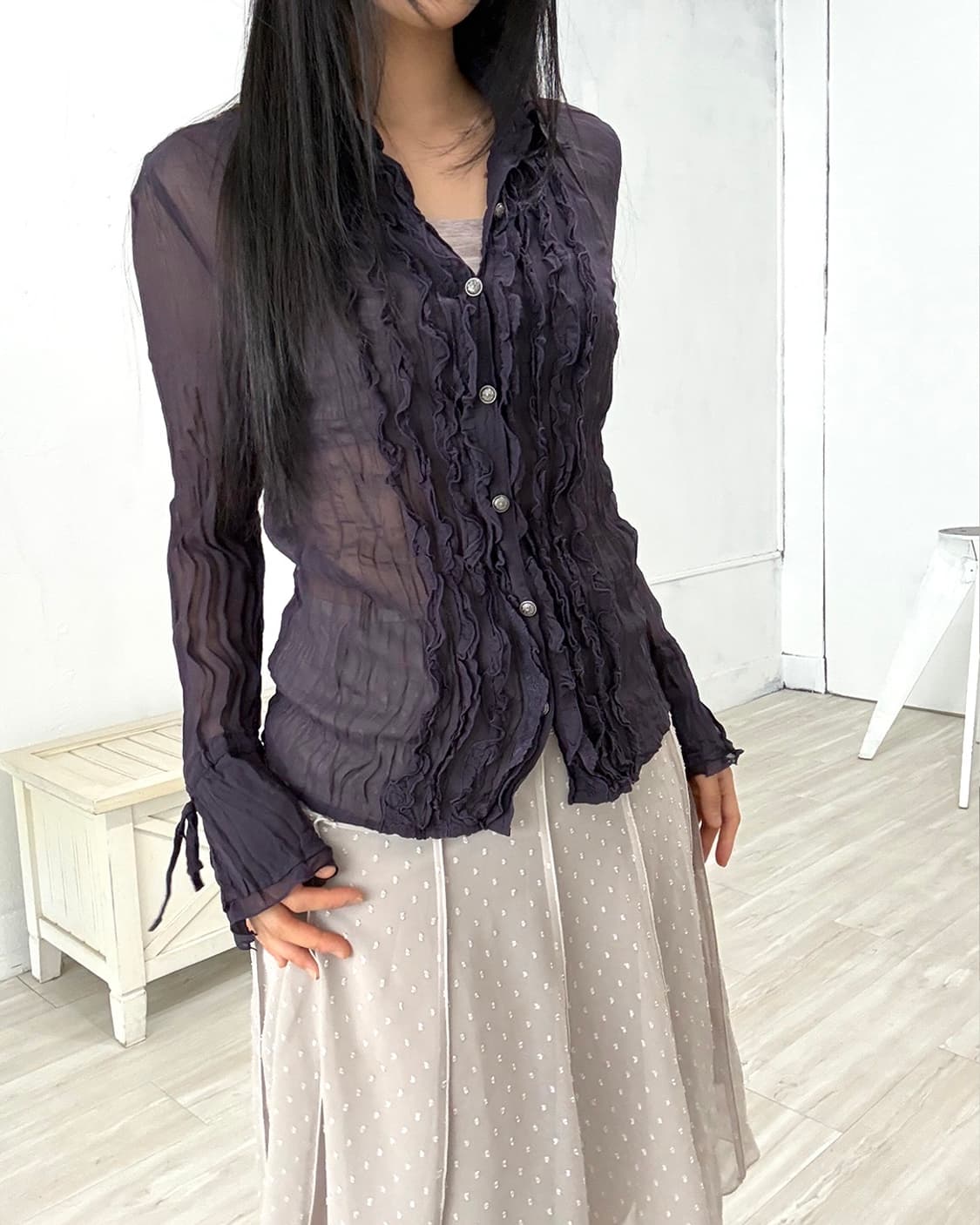 Purple Pleated Shirt 상품이미지2