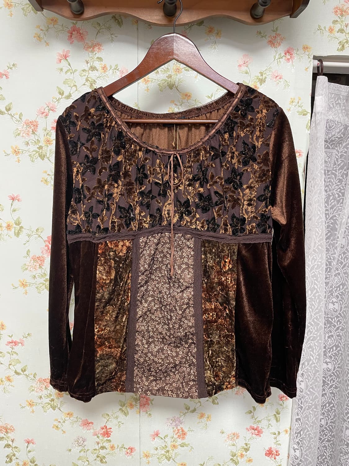 보헤미안 벨벳 블라우스 상품이미지1