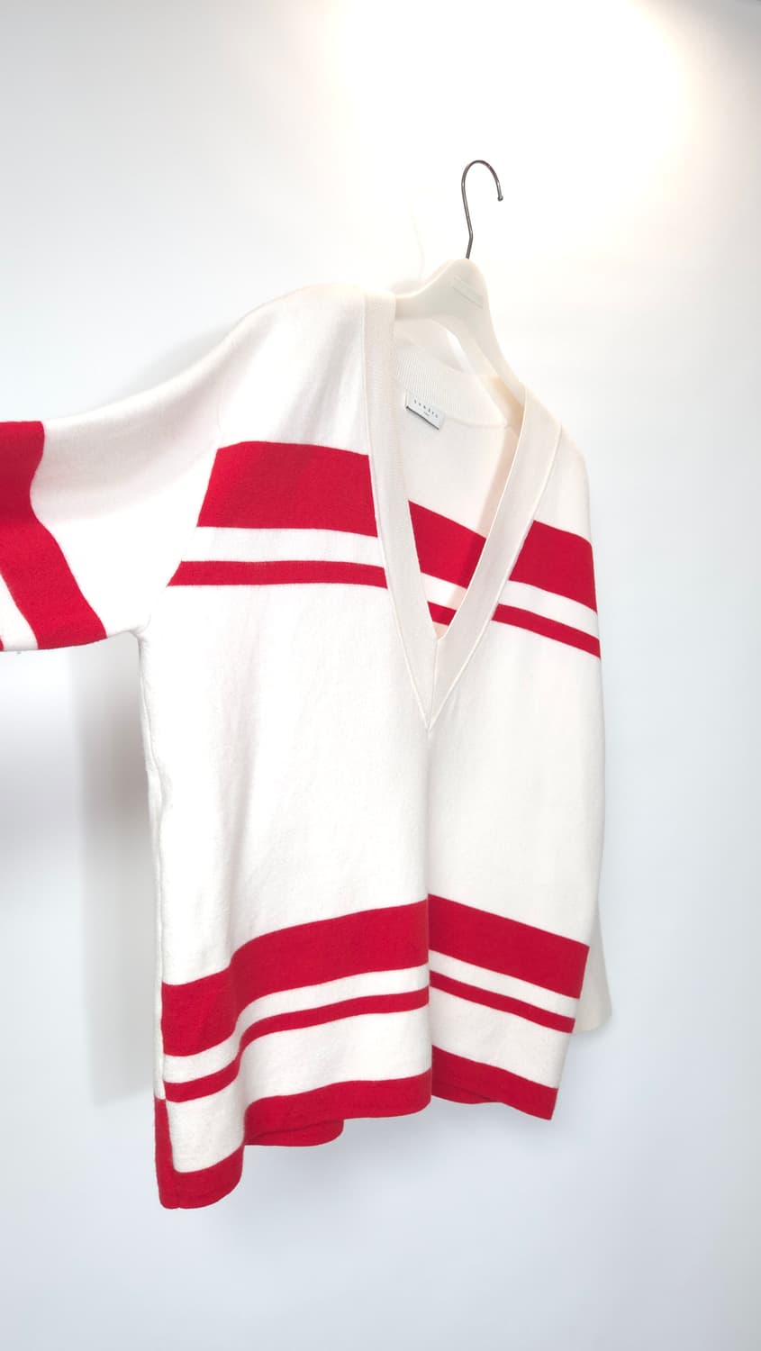 산드로 브이넥 스트라이프 루즈핏 니트 탑 1 사이즈 상품이미지5