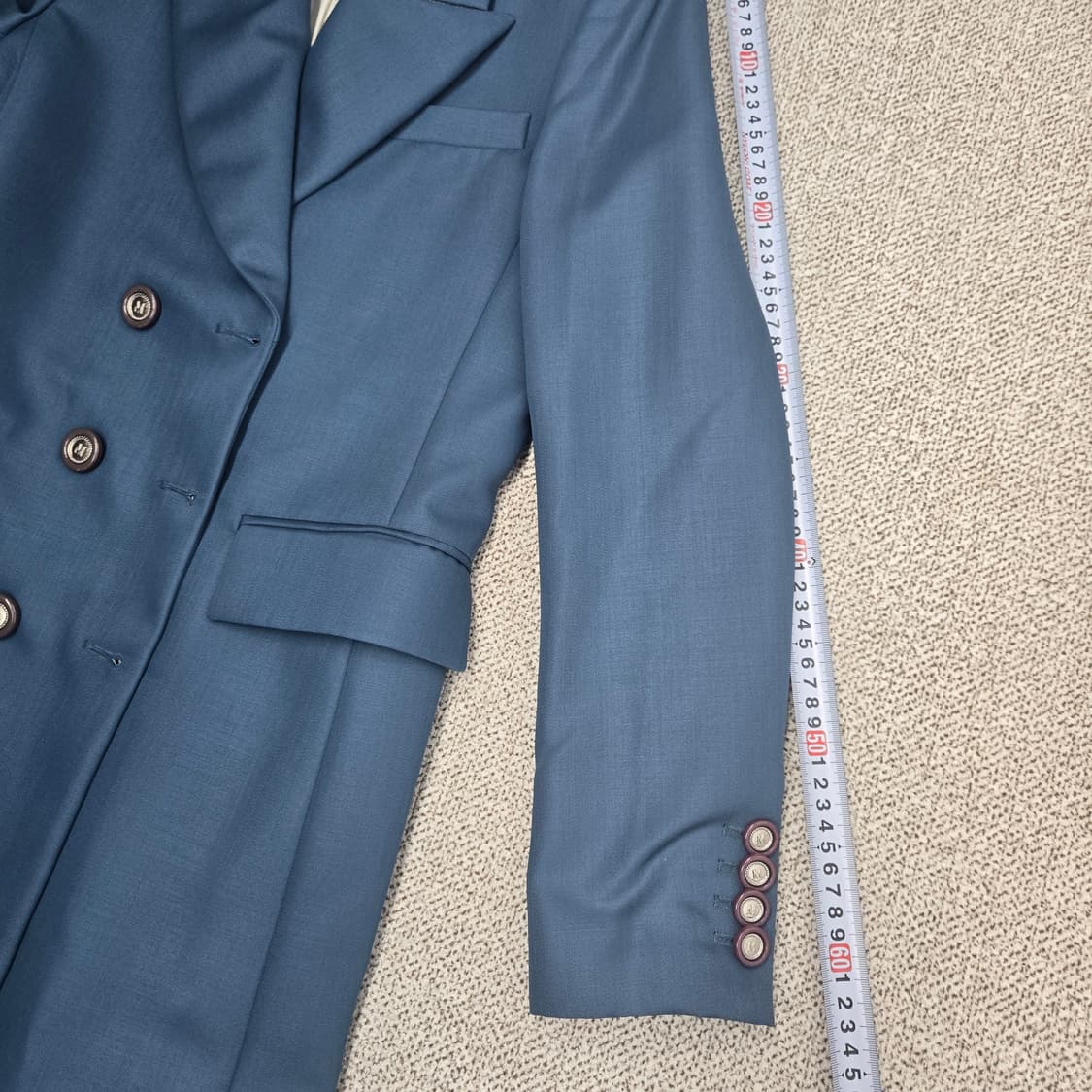 0828 미샤 모헤어 블랜딩더블 버튼 롱 코트 블루 55 상품이미지8